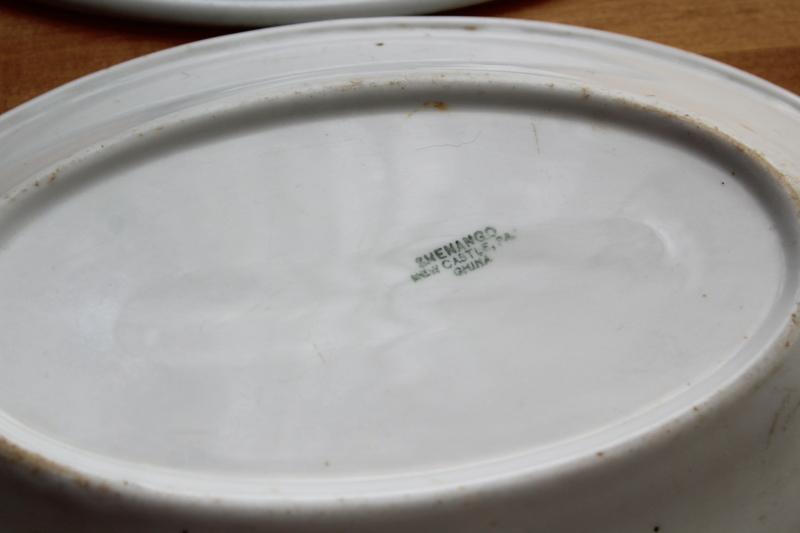 photo of vintage white ironstone china restaurant ware, stack of oval steak plate platters #4