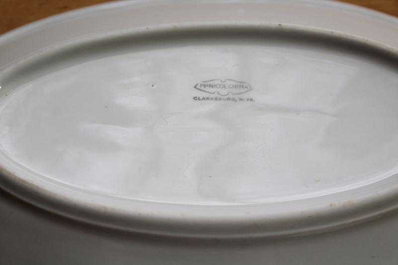 photo of vintage white ironstone china restaurant ware, stack of oval steak plate platters #5