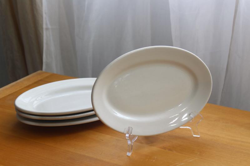 photo of vintage white ironstone china restaurant ware, stack of oval steak plate platters #9