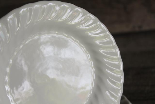 photo of vintage white ironstone china, set of 8 Regency swirl plates, Johnson Bros England #5