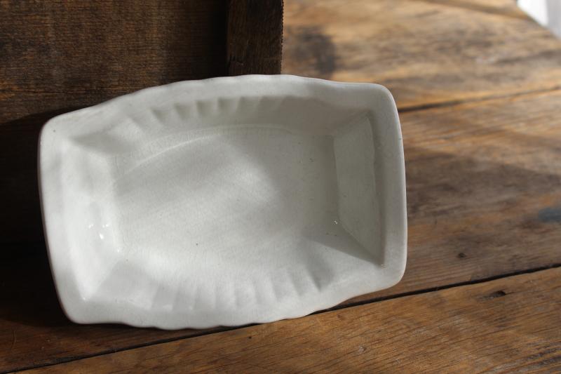 photo of vintage white ironstone china soap dish w/ fluted shape, Johnson Bros England #2