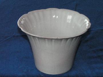 catalog photo of vintage white jardiniere flower pot planter, Frankoma pottery