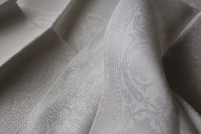 photo of vintage white linen double damask dinner napkins set of 8, large pure linen cloth napkins  #3