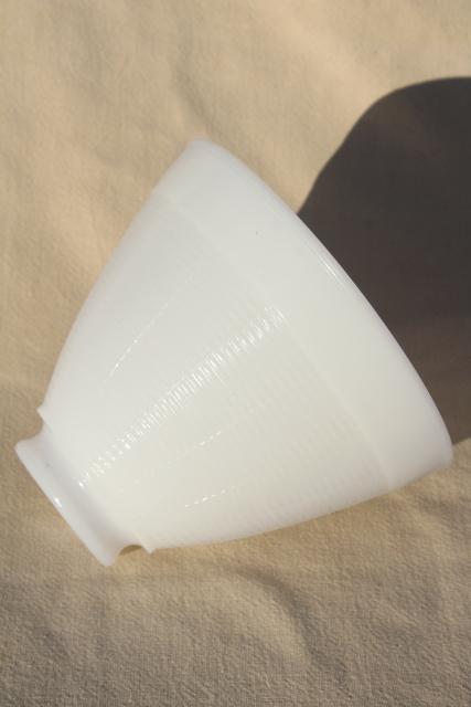 photo of vintage white milk glass diffuser shade, replacement lamp shade reflector #6