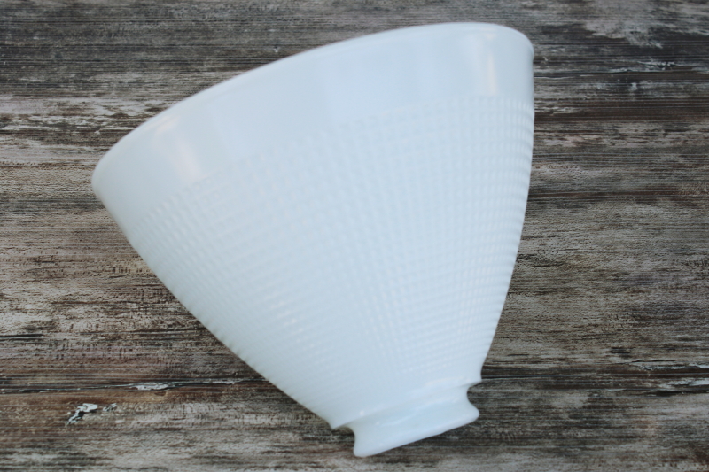 photo of vintage white milk glass diffuser shade, waffle pattern reflector or torchiere for Rembrandt Stiffel lamp #3