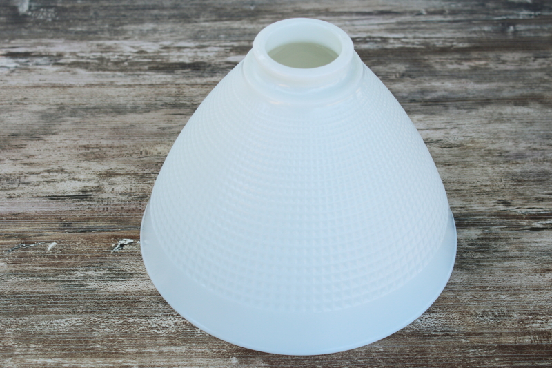 photo of vintage white milk glass diffuser shade, waffle pattern reflector or torchiere for Rembrandt Stiffel lamp #4