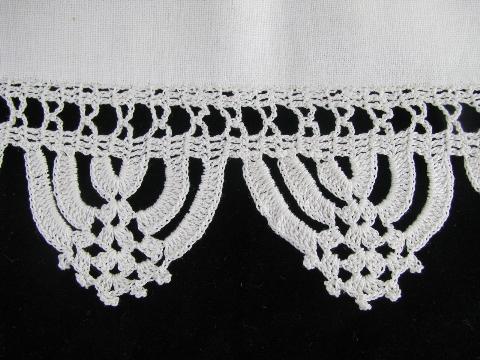 photo of vintage white on white bed linens lot, antique pillowcases / sheets, eyelet & crochet lace #3