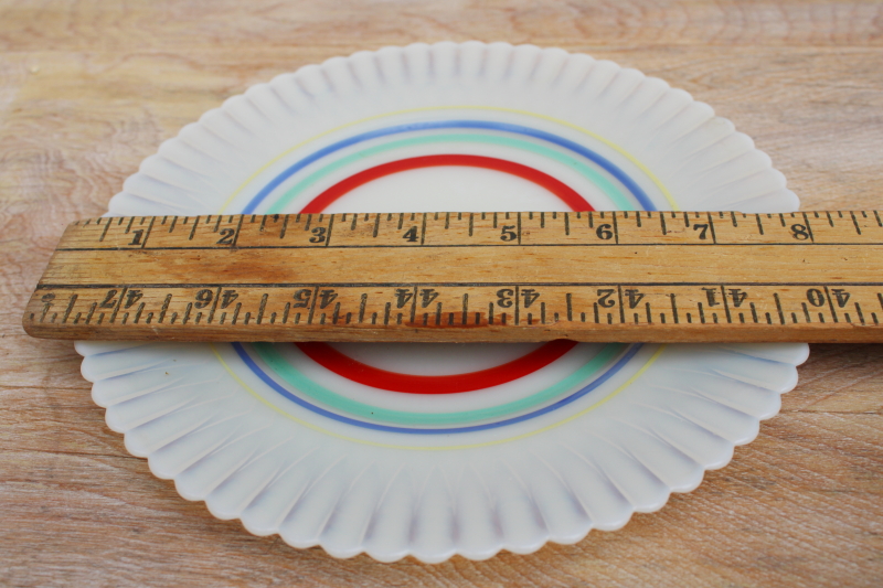 photo of vintage white opalescent depression glass Monax petalware primary band painted salad plate #3