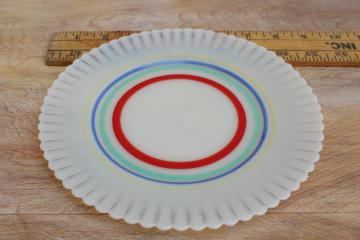 catalog photo of vintage white opalescent depression glass Monax petalware primary band painted salad plate