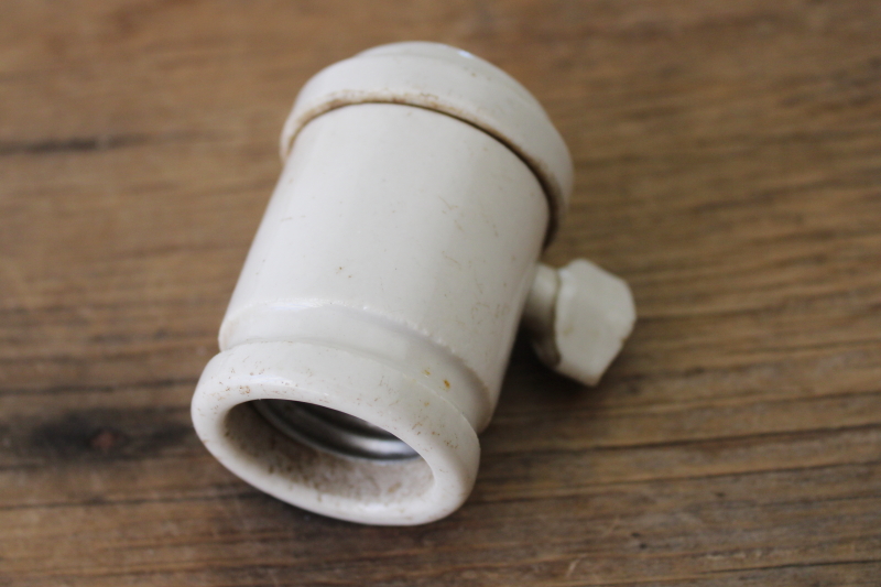 photo of vintage white porcelain exposed bulb lamp socket, industrial style paddle switch light bulb holder  #1