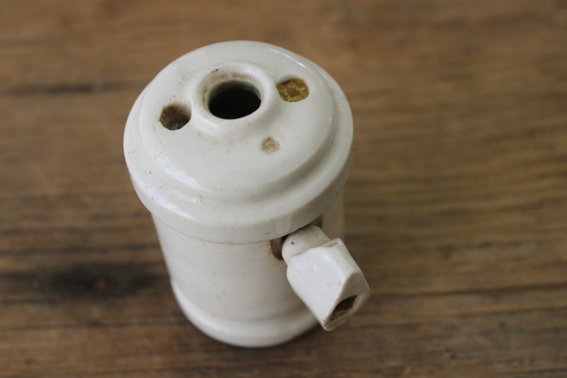 photo of vintage white porcelain exposed bulb lamp socket, industrial style paddle switch light bulb holder  #2