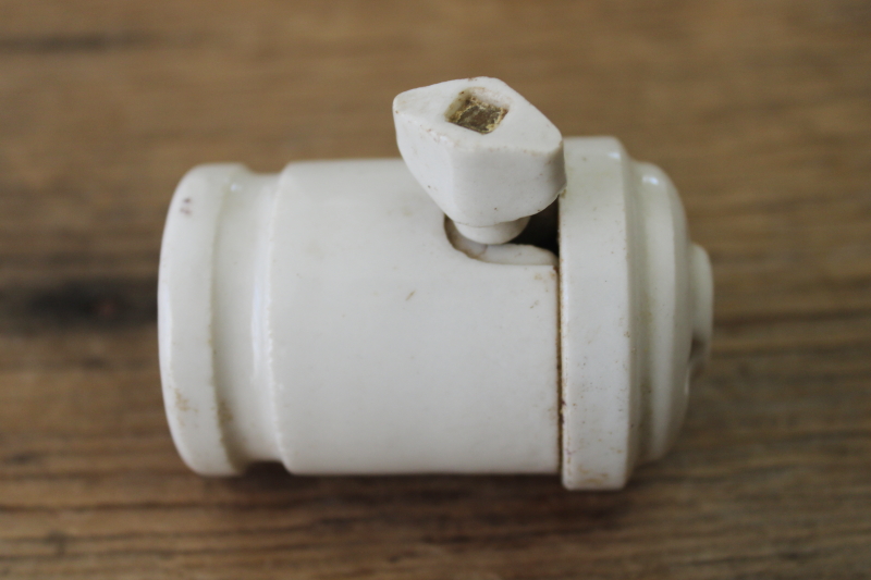 photo of vintage white porcelain exposed bulb lamp socket, industrial style paddle switch light bulb holder  #4