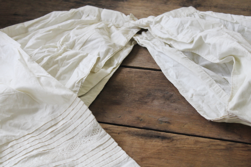 photo of vintage whites, lot shabby antique pantaloons, long white cotton drawers w/ tucks & lace #7