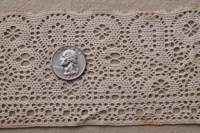 photo of vintage wicker sewing basket full of antique lace & trims, spools of cord thread #15