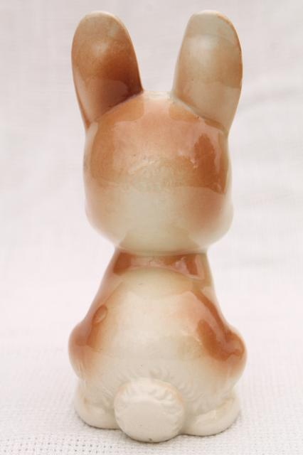 photo of vintage wide eyed bunny rabbit ceramic figurine, 1950s Fine Enterprises #4