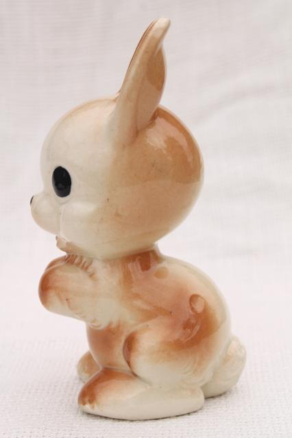 photo of vintage wide eyed bunny rabbit ceramic figurine, 1950s Fine Enterprises #5