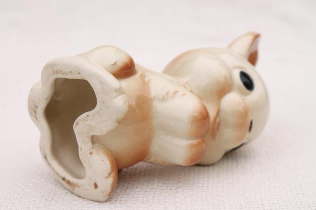 photo of vintage wide eyed bunny rabbit ceramic figurine, 1950s Fine Enterprises #7