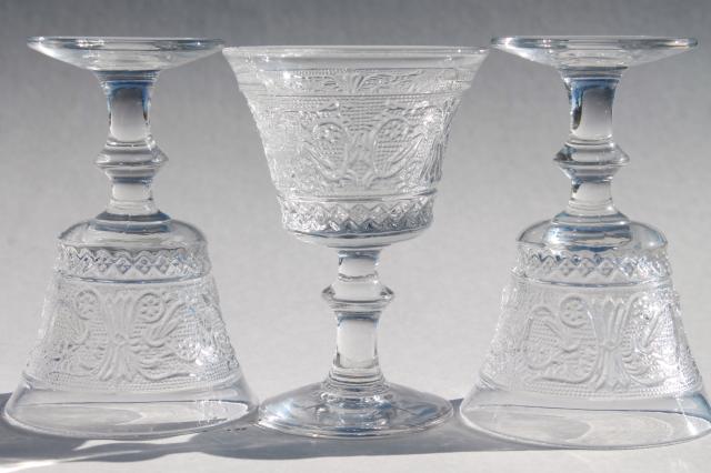 photo of vintage wine glasses, small sherry wines Duncan & Miller sandwich pattern glass #3