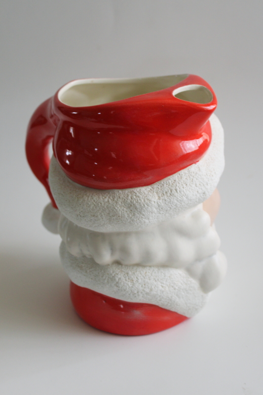 photo of vintage winking Santa head mugs & rare large pitcher, hand painted ceramic  #4