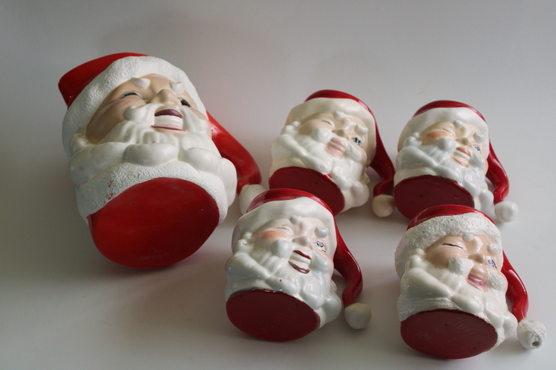 photo of vintage winking Santa head mugs & rare large pitcher, hand painted ceramic  #10