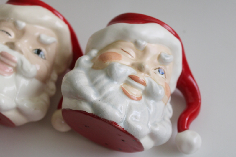 photo of vintage winking Santa head mugs & rare large pitcher, hand painted ceramic  #14