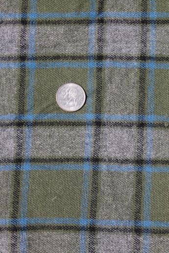 photo of vintage winter work shirt fabric, wool plaid tartan shirting / skirt fabric lot #2