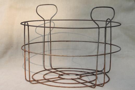 photo of vintage wire basket canning jar rack, rustic carrier for old mason jars #1