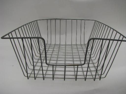photo of vintage wire basket for large size art paper, desk tray or work table storage #2