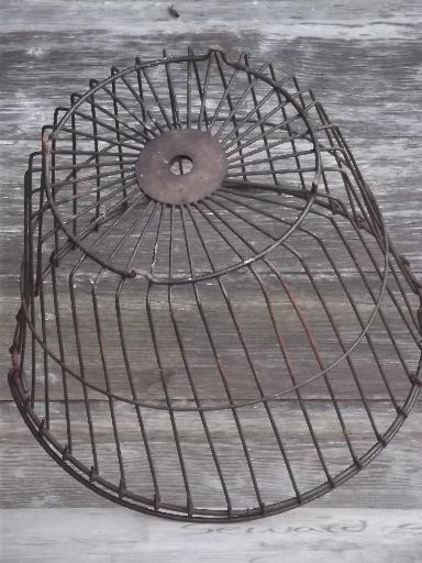 photo of vintage wire egg basket, big old gathering basket for eggs, produce #4