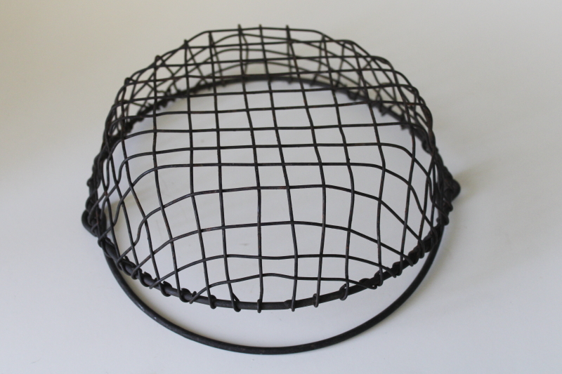 photo of vintage wire egg basket or rustic primitive fruit bowl farmhouse kitchen decor #2