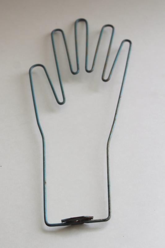 photo of vintage wire hand shape, ladies glove stretcher or display mannequin hand form #1