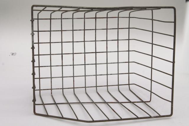 photo of vintage wire locker basket, industrial style shop display bin w/ open front #6