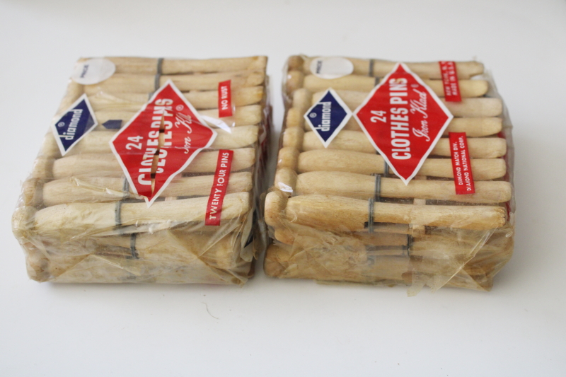 photo of vintage wire wrapped hardwood clothespins in original old Iron Klad Diamond packages #5