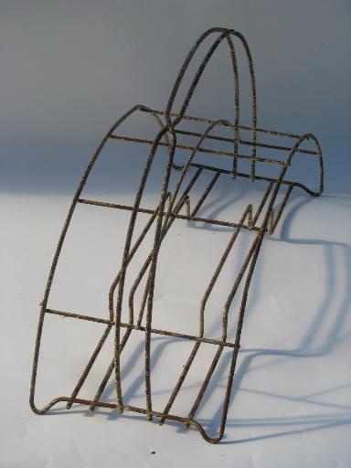 photo of vintage wirework bottle holder or glasses carrier rack, retro picnic tote! #3