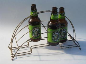 catalog photo of vintage wirework bottle holder or glasses carrier rack, retro picnic tote!