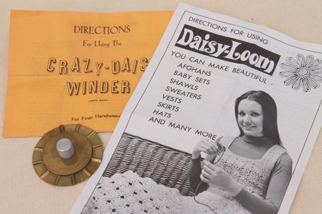 photo of vintage wonder weave it square loom & crazy daisy winder metal pin flower maker for yarn craft #3