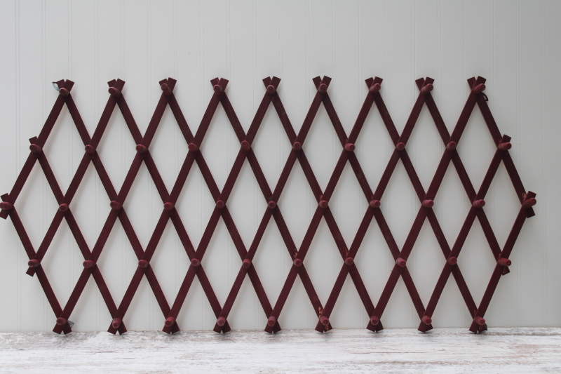 photo of vintage wood accordion rack, wall mount hanger pegs for entry way coats hats or kitchen storage peg board #3