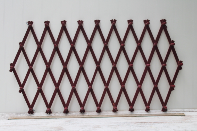 photo of vintage wood accordion rack, wall mount hanger pegs for entry way coats hats or kitchen storage peg board #5