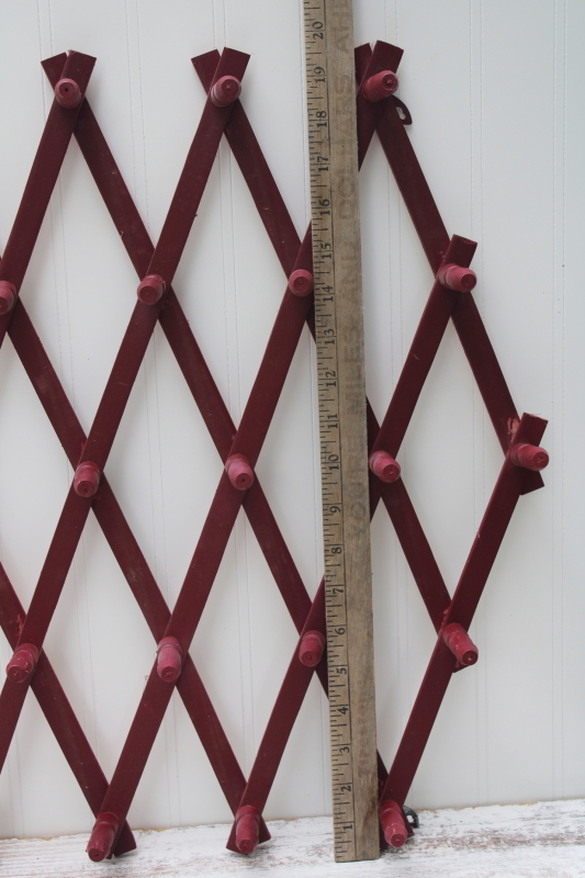 photo of vintage wood accordion rack, wall mount hanger pegs for entry way coats hats or kitchen storage peg board #6