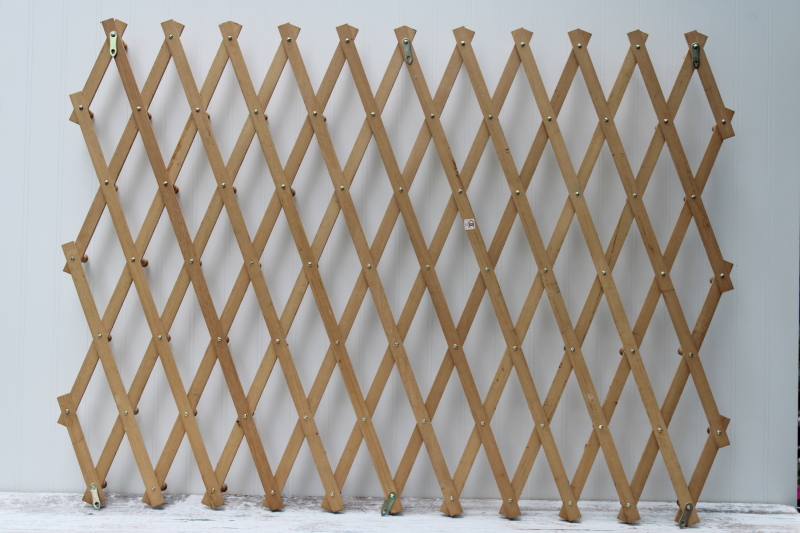 photo of vintage wood accordion rack, wall mount pegs for entry way coat hat hanger or kitchen storage peg board #10