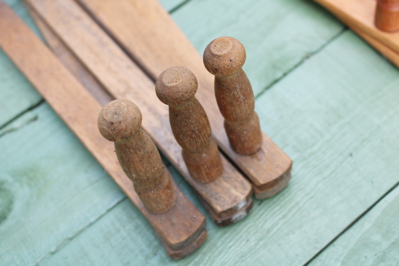 photo of vintage wood accordion racks lot of five adjustable hanging wall mount pegs for displays, mug or coat hangers  #5