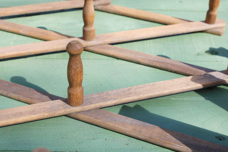 photo of vintage wood accordion racks lot of five adjustable hanging wall mount pegs for displays, mug or coat hangers  #14