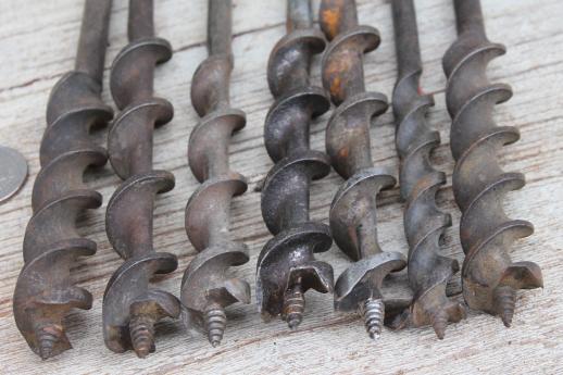 photo of vintage wood auger bits, lot of assorted brace & bit drills, old tools #5