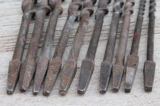 photo of vintage wood auger bits, lot of assorted brace & bit drills, old tools #7