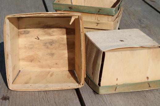 photo of vintage wood berry baskets, quart berry boxes for farmer's market garden produce #7