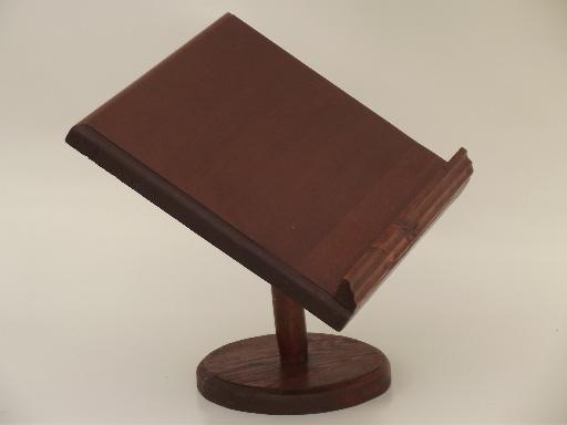 photo of vintage wood book stand, tabletop reading lectern, dictionary reference #1