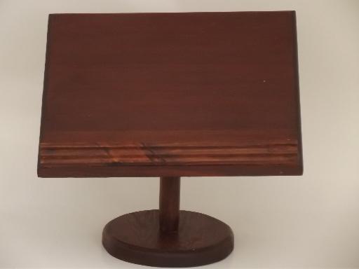 photo of vintage wood book stand, tabletop reading lectern, dictionary reference #2