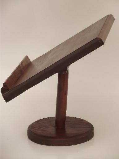 photo of vintage wood book stand, tabletop reading lectern, dictionary reference #3