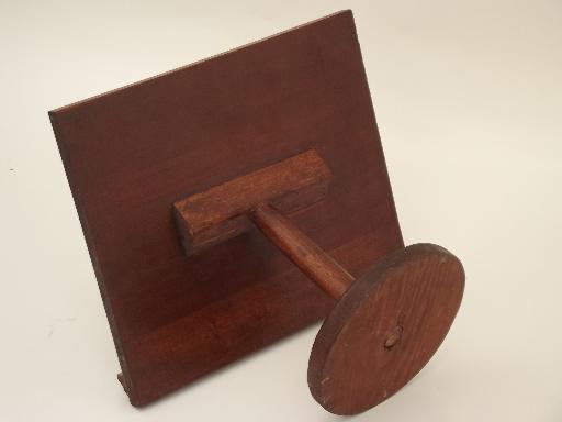 photo of vintage wood book stand, tabletop reading lectern, dictionary reference #4