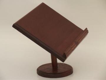 catalog photo of vintage wood book stand, tabletop reading lectern, dictionary reference